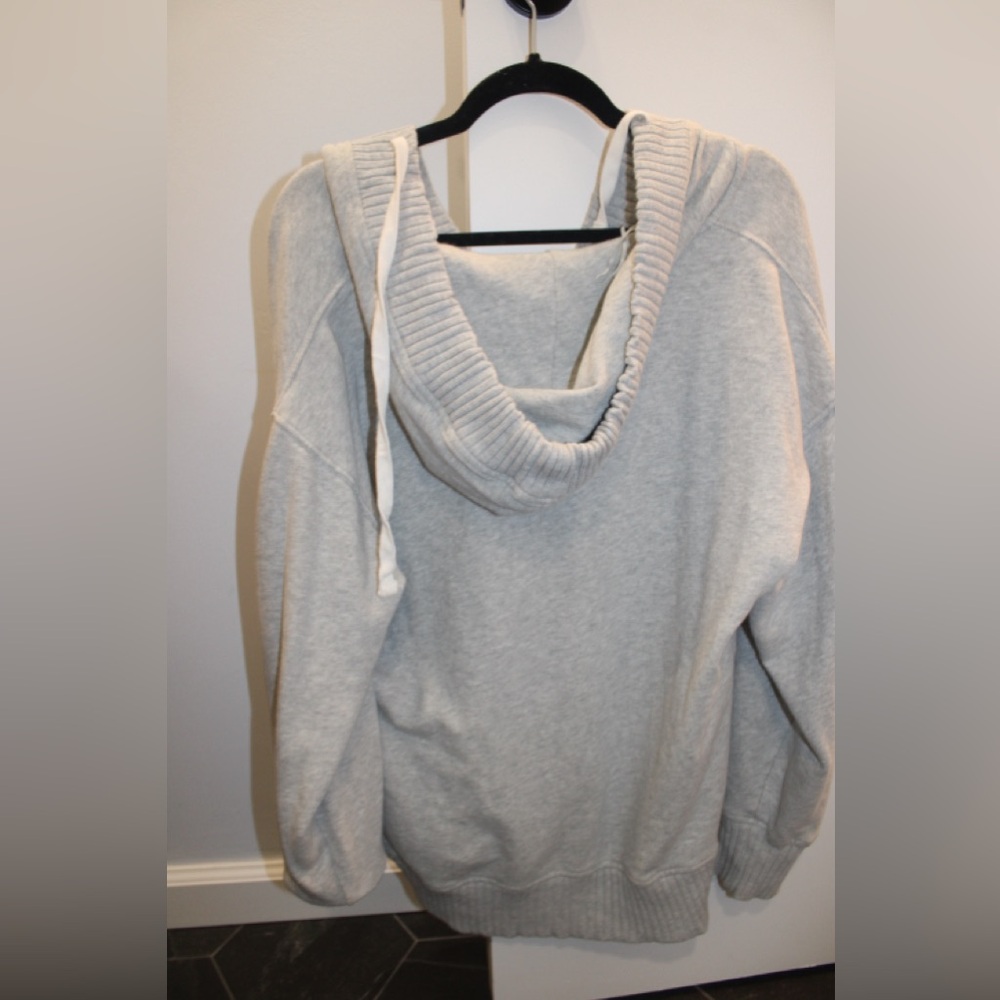 Aerie Down‑To‑Earth Henley Hoodie Oversized Gray Sweatshirt — XS - Picture 9 of 13